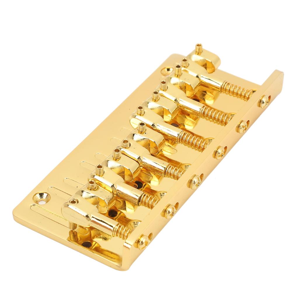 Bass Bridge Zinc Alloy Fixed Type 6 String Electric Bass Bridge Replacement for Practice Gold