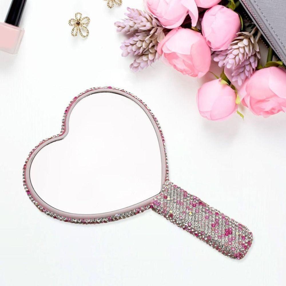 Strass-Kosmetik-Handspiegel Runde Quadratische Herzform Handspiegel Niedlicher Make-up-Spiegel