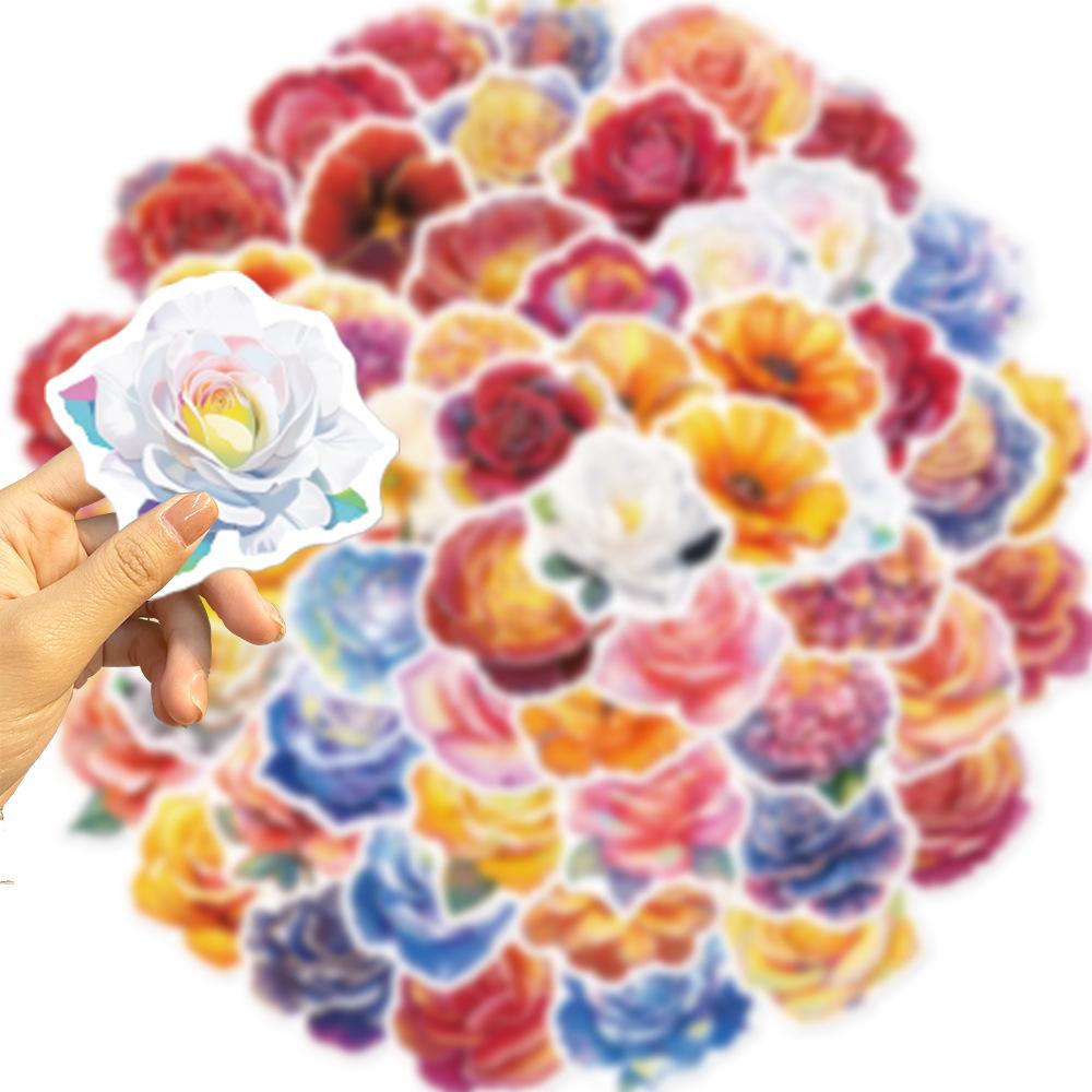 50 Cartoon Creative Flowers Graffiti Stickers Personalized Decorative Guitar Notebook Suitcase DIY Waterproof