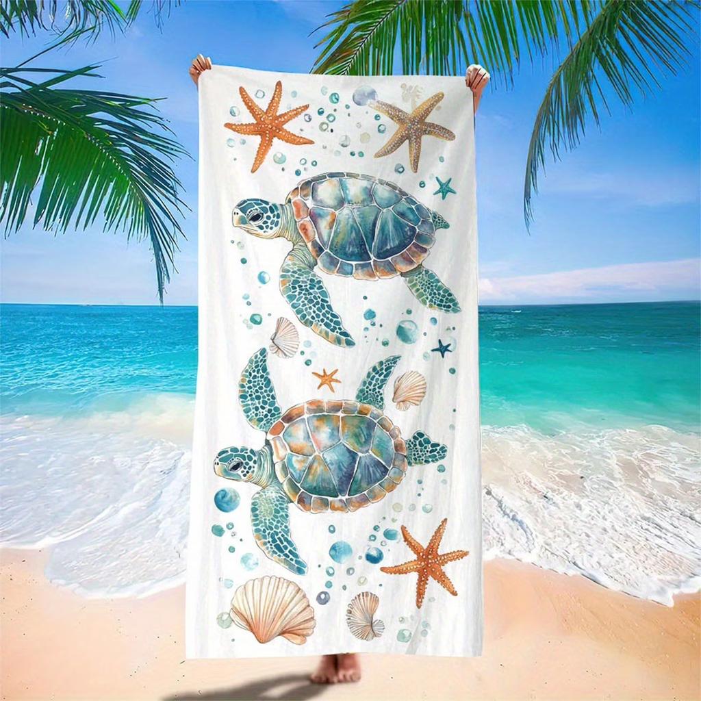 Ocean Turtle Print Quick Dry Beach Towel, Absorbent Sandproof Towel for Summer Swimming Pool Travel Camping Beach