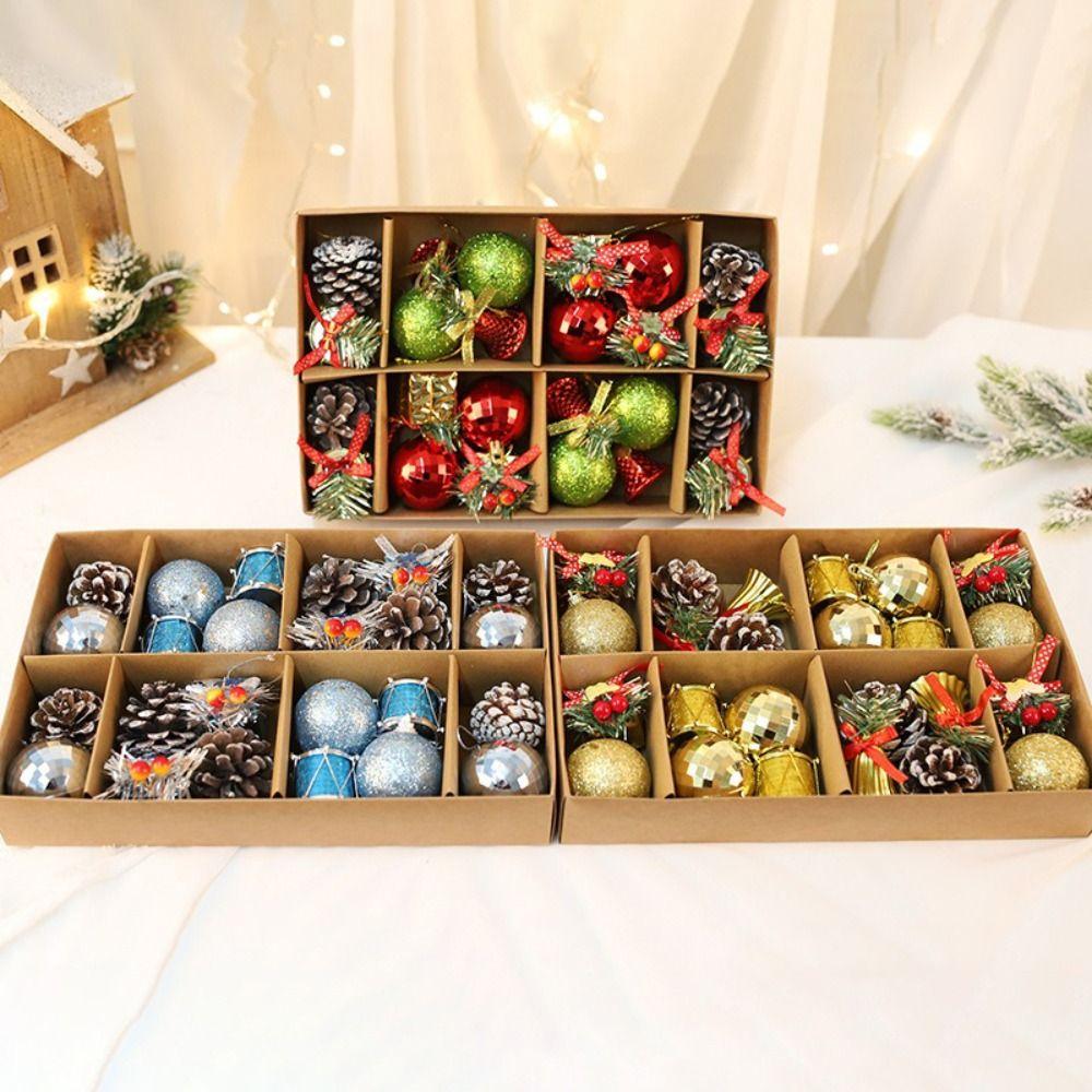 Plastic Christmas Ball Pendant Round Ball Colored Ball Christmas Party Decoration Painted Christmas Ball Ornament