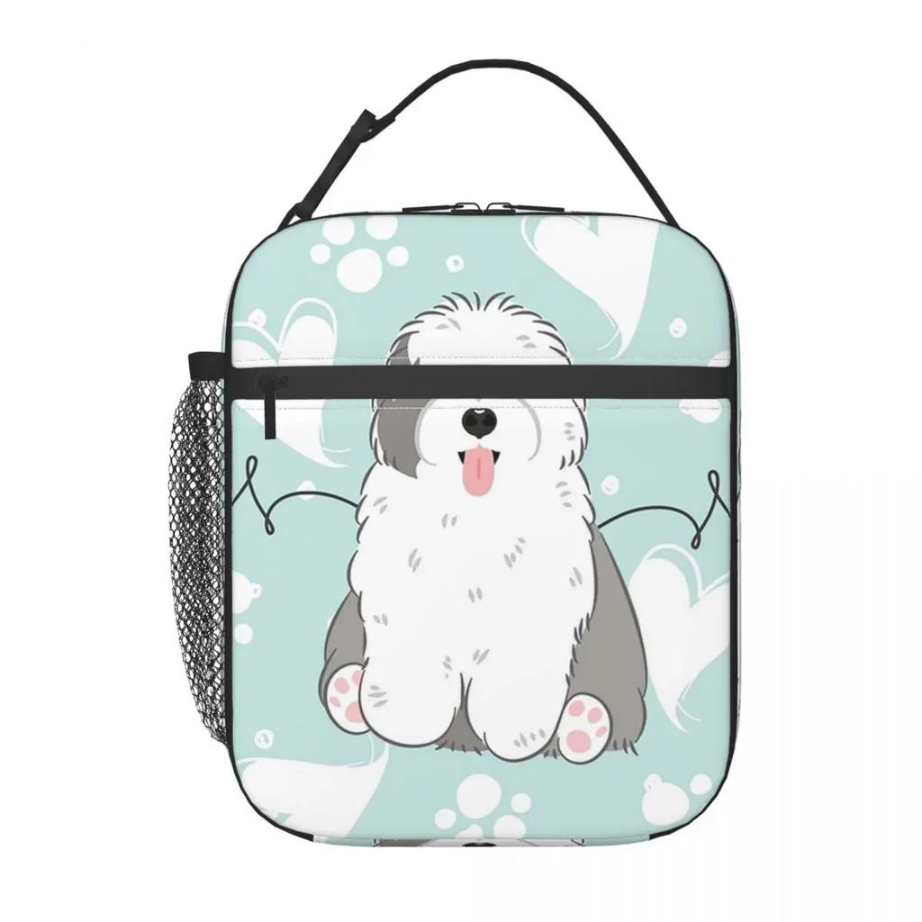 Love Old English Sheepdog Insulated Lunch Bag for Women Children Portable Food Boxes Thermal Lunch Box Tote