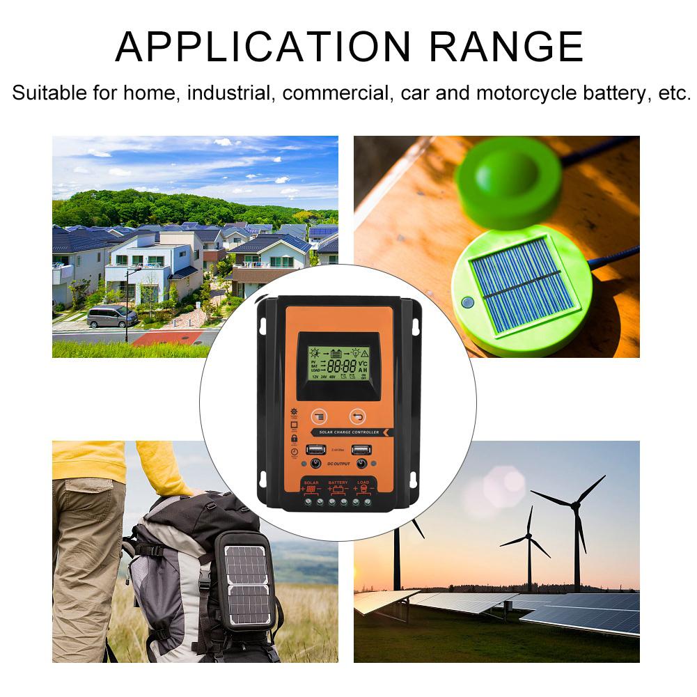 30 Amp MPPT Solar Charge Controller Solar PV Regulator Auto Dual USB LCD Display Load Discharger Output 12V 24V