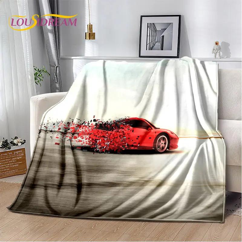 Samochód sportowy Concept Car miękki pluszowy koc, flanelowy koc rzut koc do salonu sypialnia kanapa z funkcją spania narzuta na piknik Bettdecke