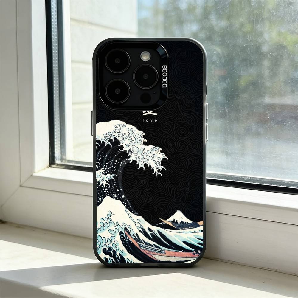 The Great Wave Off K-Kanagawa Phone Case For iPhone 17,16,15,14,13,12,11 Plus,Pro Max,XS,Colorful Silver Black Cover