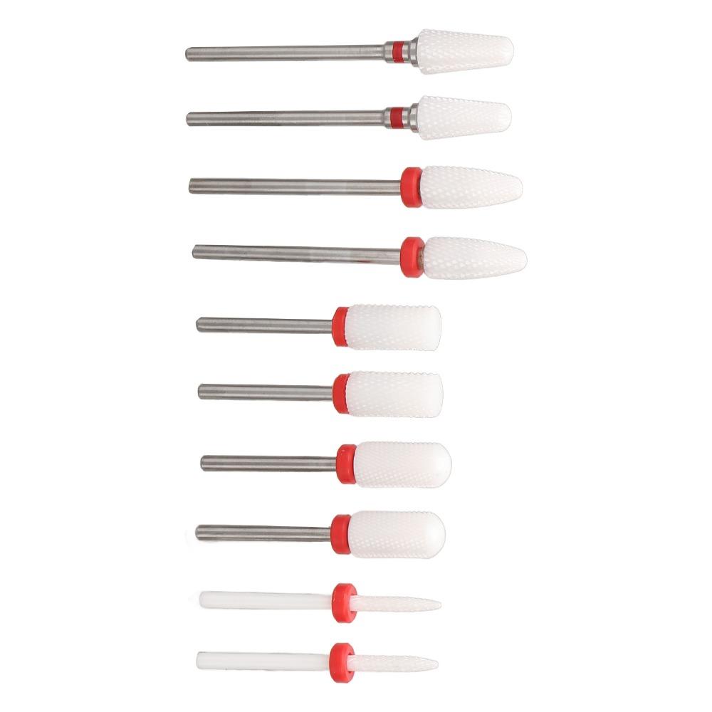 10pcs Ceramic Nail Art Drill Bits Set Suitable For Professionals & Beginners