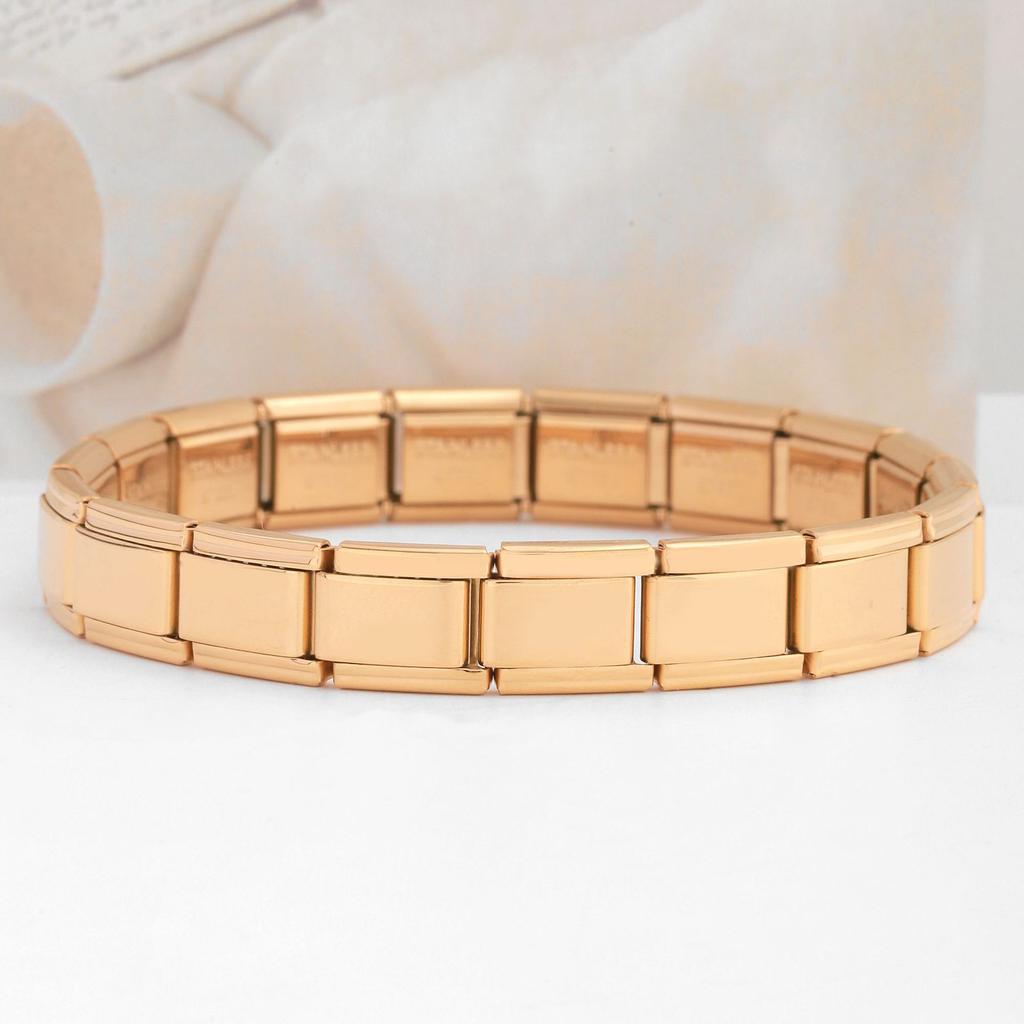 Braccialetti Quadrati Trendy in Acciaio Inossidabile per Donne Uomini HipHop Metallo Moduli Italiani Estensibili Regalo Gioielli Festa di Compleanno