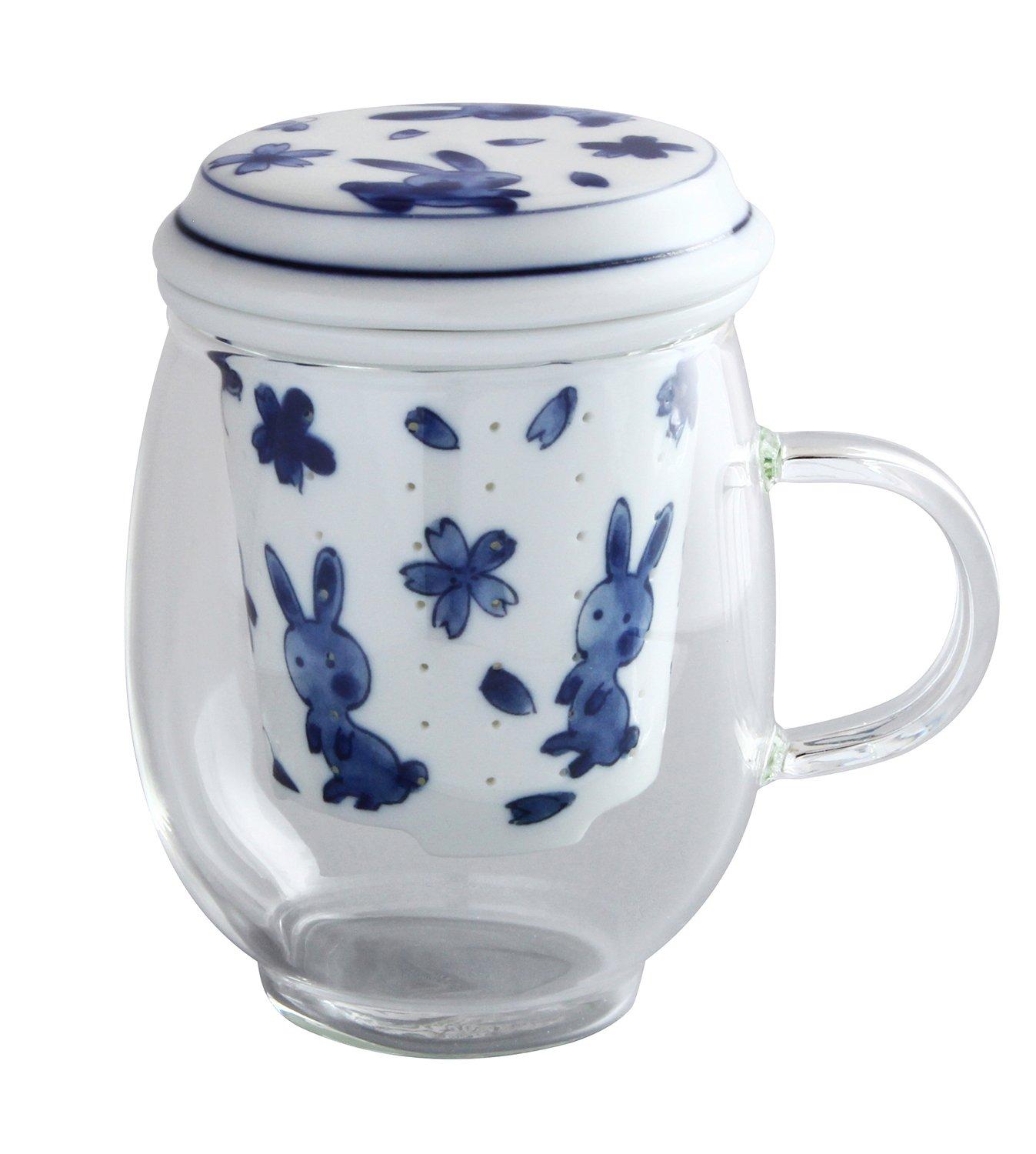 

Toyo Ceramics Арита Фарфор Селадоновая Глазурь Стильная Кружка Цветок Кролик IW-002 синий