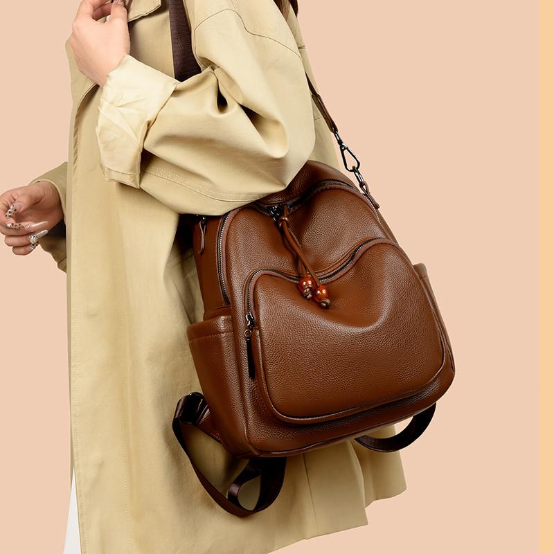 Fashionable and Minimalist Women's PU Leather Backpack with Top Handle, Perfect for Commuting, Travel, and Daily Use