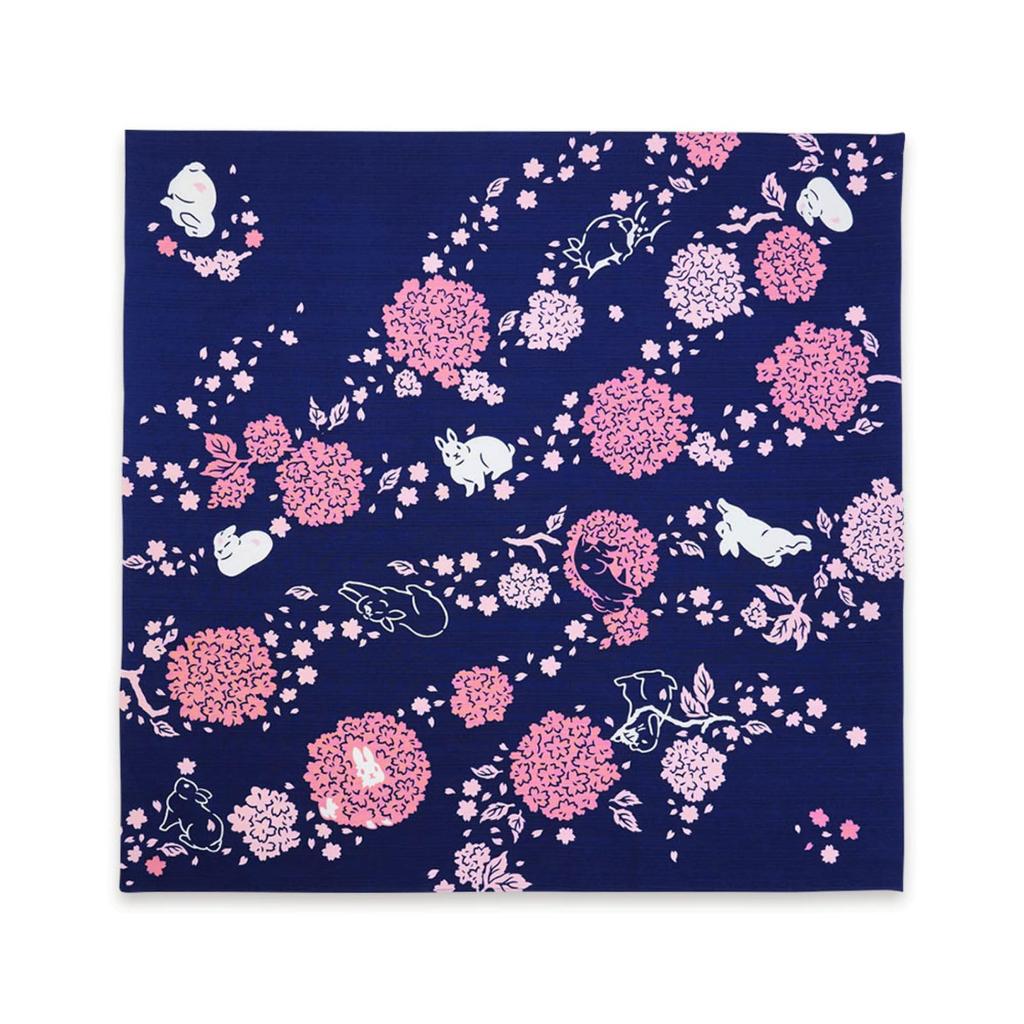 Miyamoto Towel Miyamoto Kenema Printed Large Furoshiki with Cherry Blossoms and Rabbit Design 90 X 90 Cm (Miyamoto-towel) (Wrapping Cloth) (66695)
