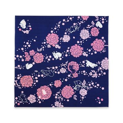 Miyamoto Towel Miyamoto Kenema Printed Large Furoshiki with Cherry Blossoms and Rabbit Design 90 X 90 Cm (Miyamoto-towel) (Wrapping Cloth) (66695)