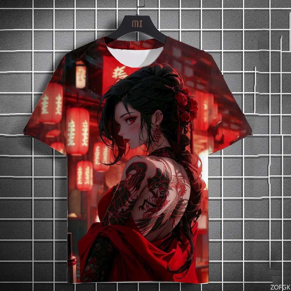 Tattoo Girl Pattern Men's T-Shirt Cartoon 3d Printed Oversized Sweatshirt For Men Bad Girl Harajuku Top Short Sleeve T Shirts