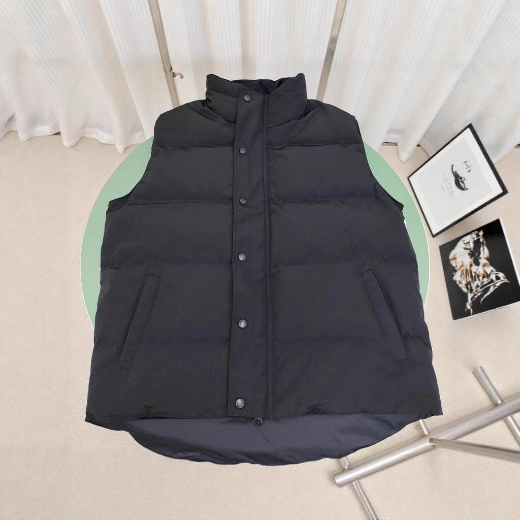 Unisex Black Label Stand Collar Down Vest - Warm, Thickened, Sleeveless, Short Gilet for Autumn/Winter.