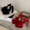 Eilyken Sandali da Donna con Plateau Chunky, Punta Quadrata Bassa, Tacco Alto Elegante, Cinturino con Fibbia, Scarpe da Donna per Matrimonio e Banchetto