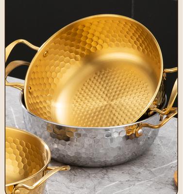 Soup Pot Korean Ramen Pot with Two Ears with Cover High Appearance Level Hiking Camping Curry Noodles Kitchen Cookware