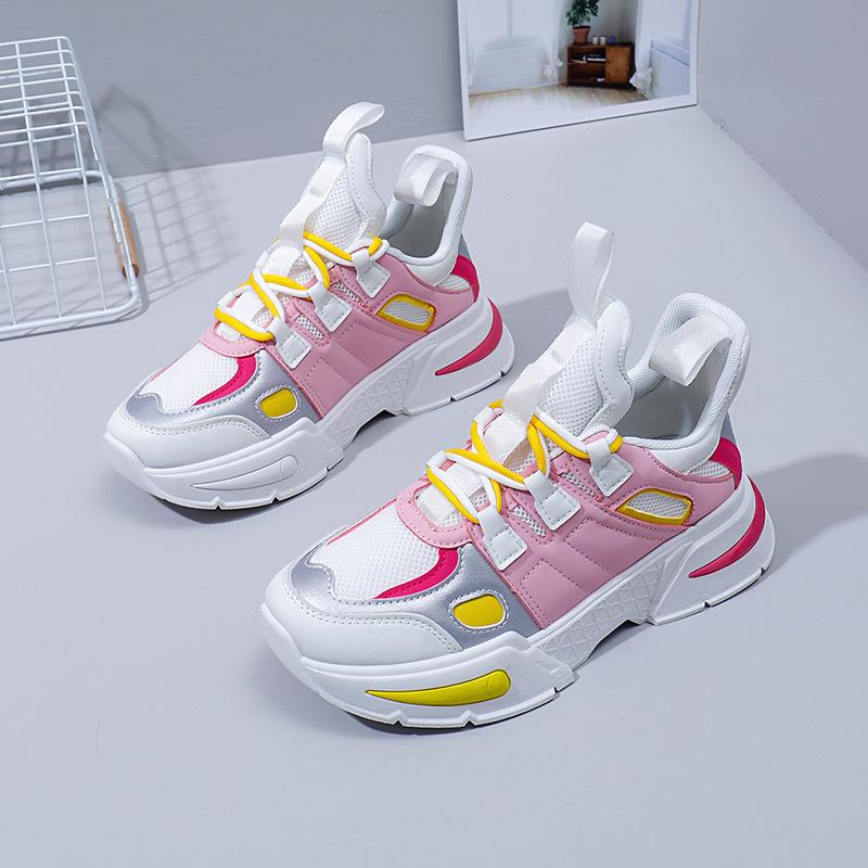 New Color Block Dad Shoes Women Chunky Platform Sneakers Fashion Casual Height Increasing Shoes