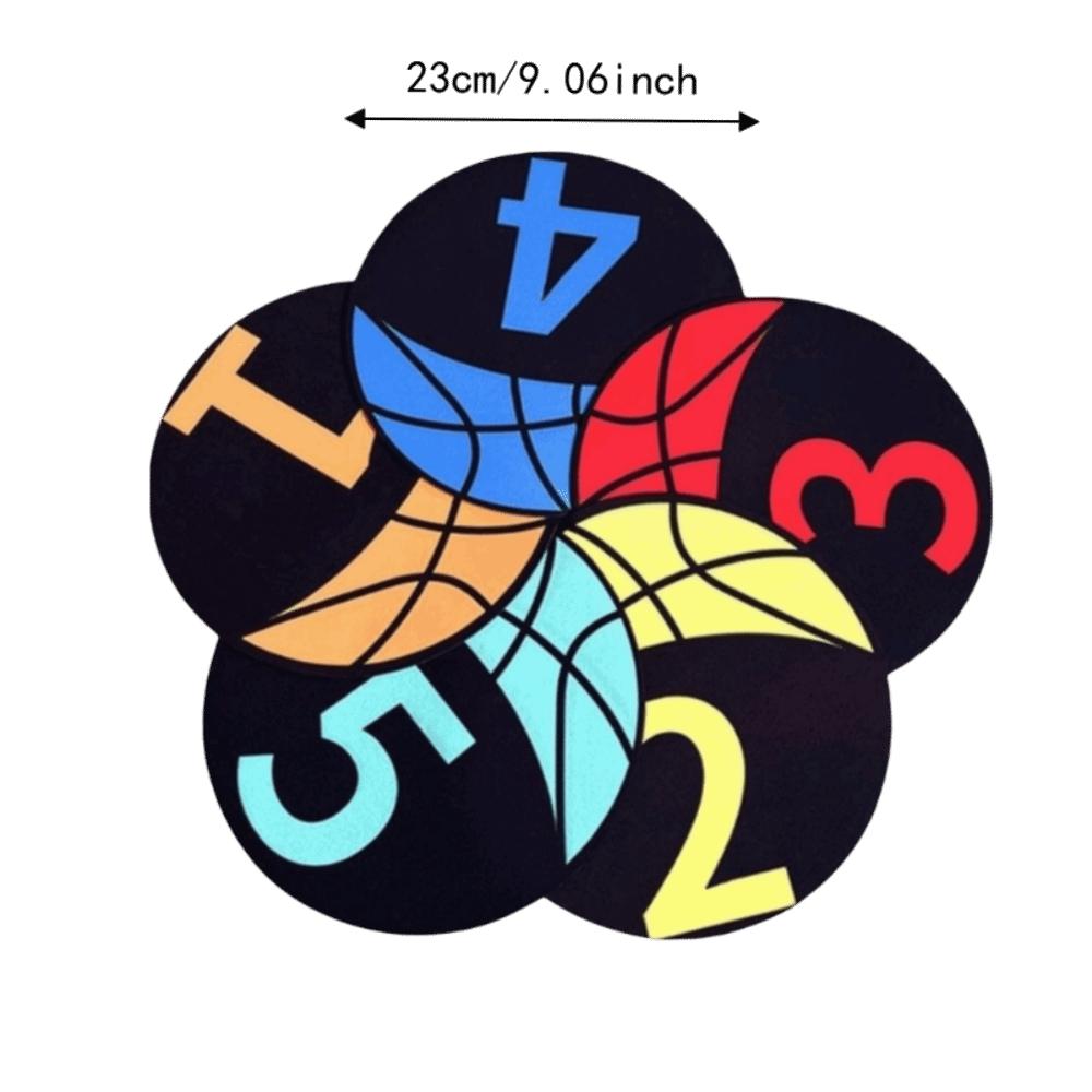 6PCS Rubber Basketball Spot Marker Anti-Slip Numbered Practice Mats  Basketball Dribbling