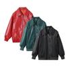 Leaher Jackets Women's Jaqueta Feminina Streetwear Ins Outwear Casaco Feminino Vermelho Couro Coat Black