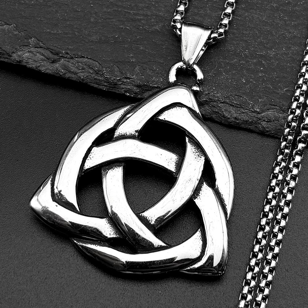 Aesthetic Hollow Infinity Trinity Knot Pendant Necklace for Women Men Stainless Steel Witch Celtic Irish Knots Chain Jewelry