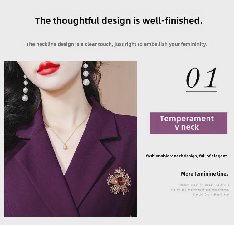 Korean Style High-End Suit Collar Dress - Autumn/Winter 2023: Elegant Pleated Skirt for Professional Commuting