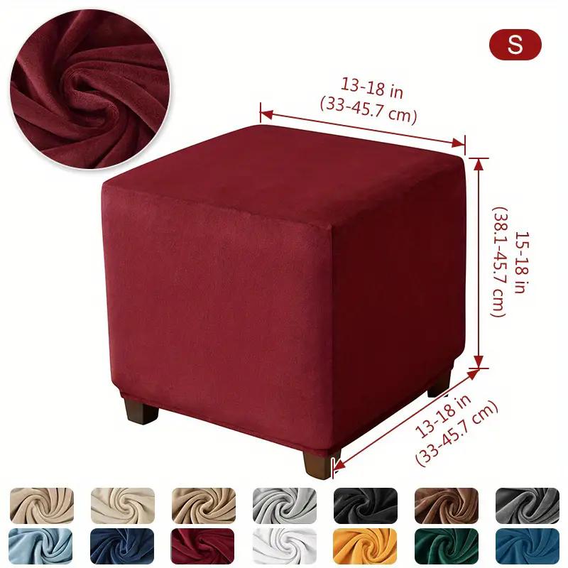 Premium 1PC Soft Velvet Ottoman Stool Cover Stretch Square Footstool Covers Living Room All-inclusive Footrest Slipcovers housse de pouf
