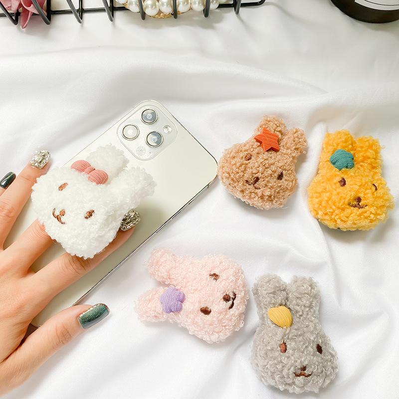 Rabbit Cute Wind Girl Heart Plush Mobile Phone Airbag Lazy Desktop Bracket Paste Retractable