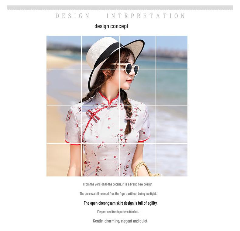 Robe Cheongsam Rétro Stretch Quadridirectionnel Moyen Simple Couche 2025