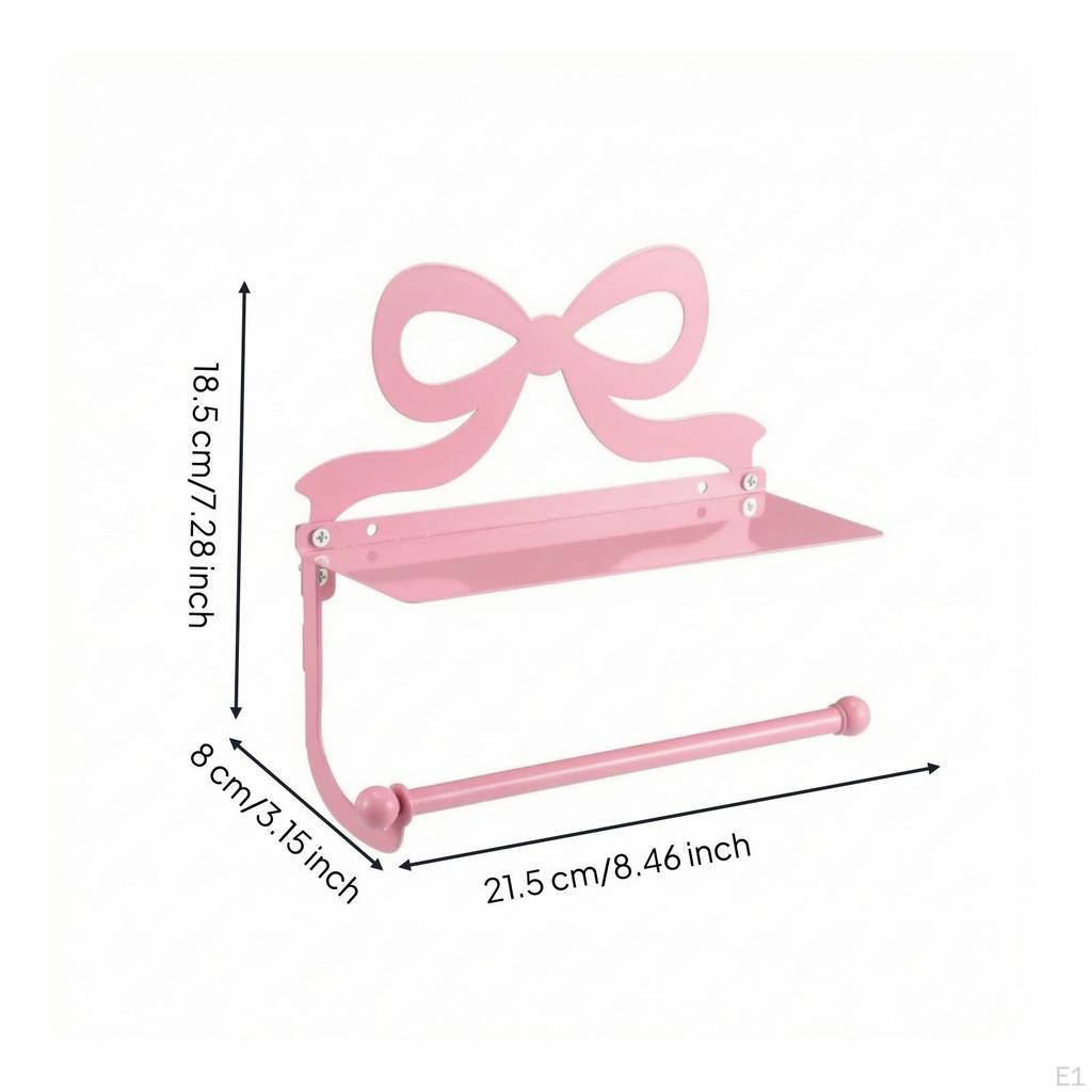 Toilet Paper Holder with Phone Shelf Pink Roll Decorative Hardware