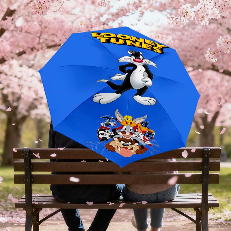 1pc Looney Tunes Automatic Open/Close Umbrella Compact Folding Umbrella with 8-Rib Shaft Lightweight Esign, for Women/Men1216A
