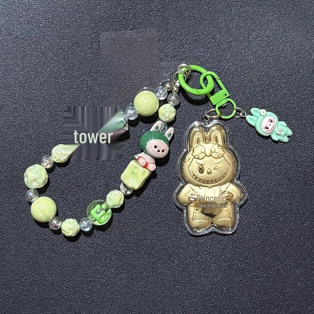 Golden 999 Pure Gold Mobile Phone Pendant Keychain Cartoon Plush Bag Charm