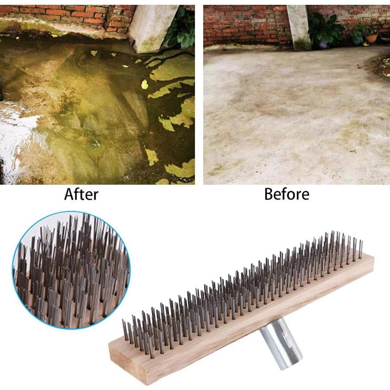 Heavy-Duty Wire Broom Stiff Bristle Broom Garden Broom For Patio Stone Concrete Garden Moss Cleaner Outdoor Cleaning Tools