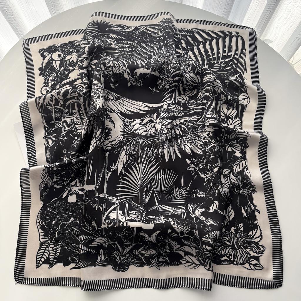 Square Scarf Silk Imitation Shawls Women Design Print Neckerchief Bandana Lady Scarves Wrap Head Hair Band Ties
