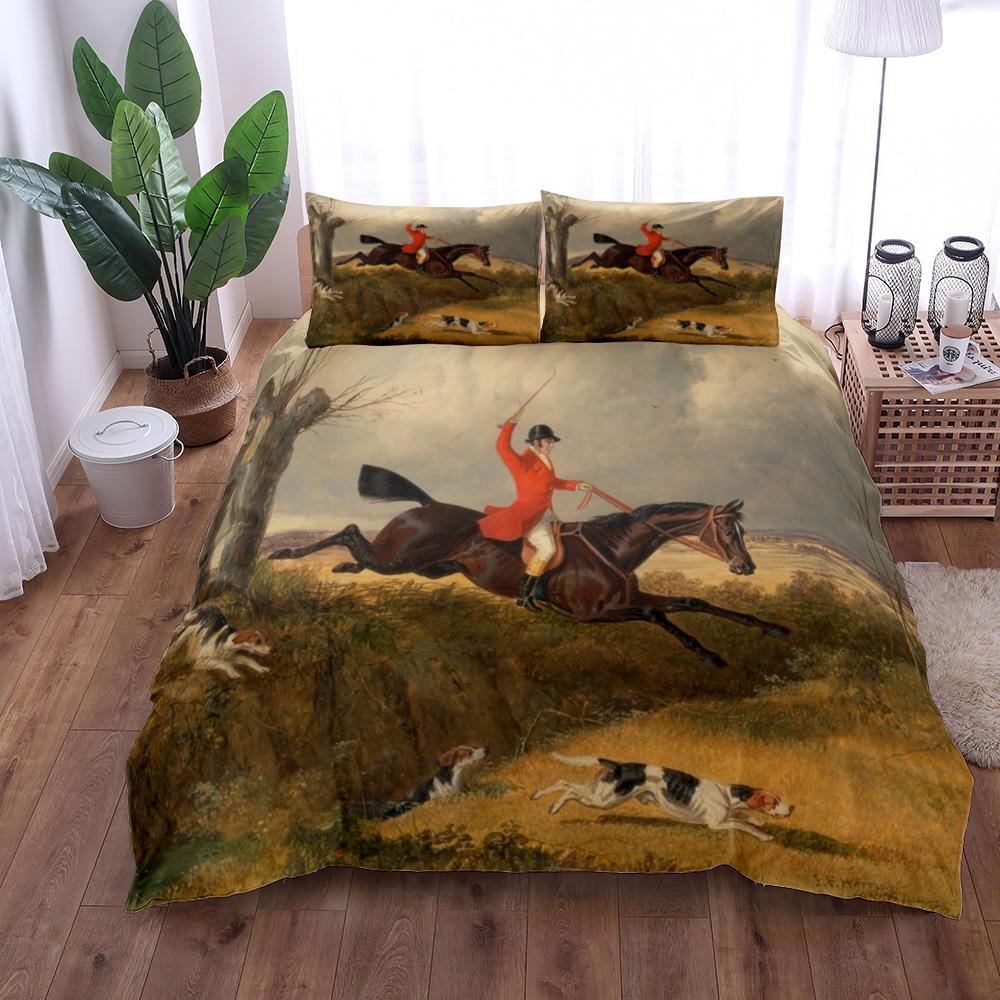 Fox Hunting Art Duvet Cover Set EU Single Double King US Twin Full Queen Size  Bedclothes
