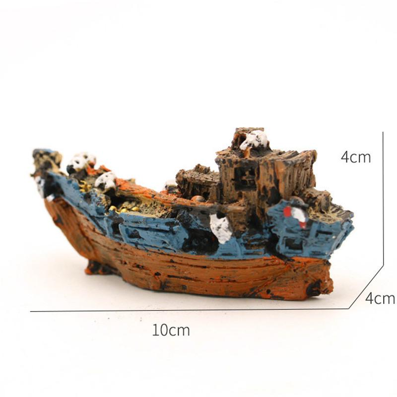 

Акваріумний резервуар Ландшафтний дизайн Корабель Потопельник Корабель Вінтажний Дизайн з смоли Човен Аксесуари для акваріума Прикраси для домашнього акваріума
