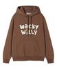 Fleece-Lined Typographic Hoodie Brown