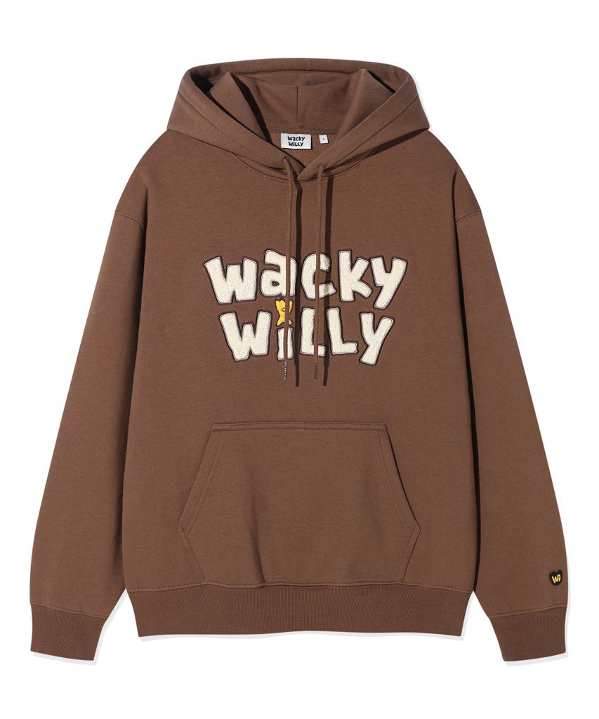 Fleece-Lined Typographic Hoodie Brown