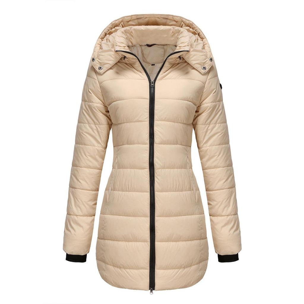 2023 Water-Repellent Cotton Parka with Detachable Hood and Long Sleeves - Warm Autumn/Winter Jacket for Women