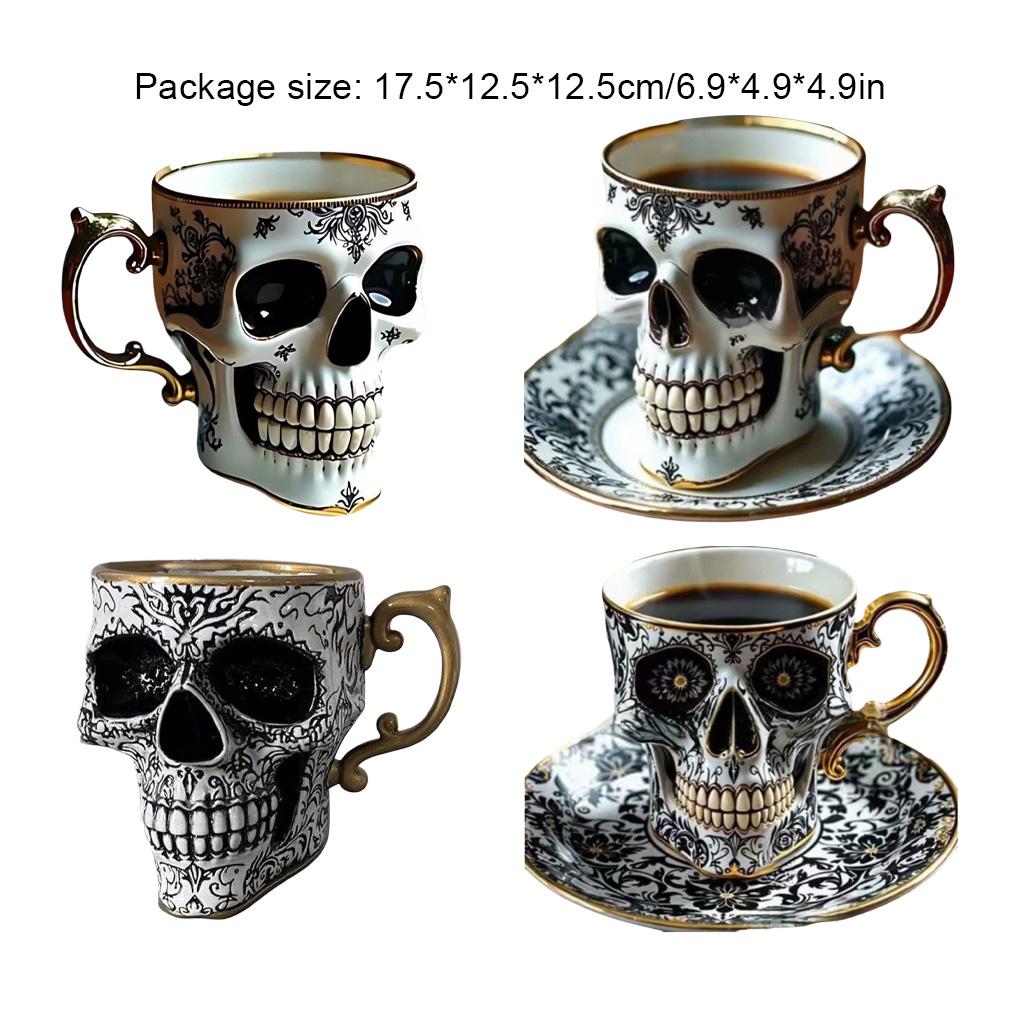 Unique Skull Coffee Mug Set Halloween Parties And Daily Halloween Mug Set Gothic Tea Skull