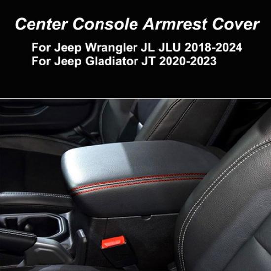 Leather Center Console Lid Armrest Cover Fit JEEP Wrangler JL JLU  2018-2024
