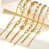 Chunky Stainless Steel Link Chain Bracelet For Woman, Gold Plated Layering Bracelets Wristband Waterproof Jewelry