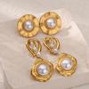 Elegant Imitation Pearl Stainless Steel Earring for Women Gold Color Large Stud Earring Anti Fading Wedding Party Charm Jewelry