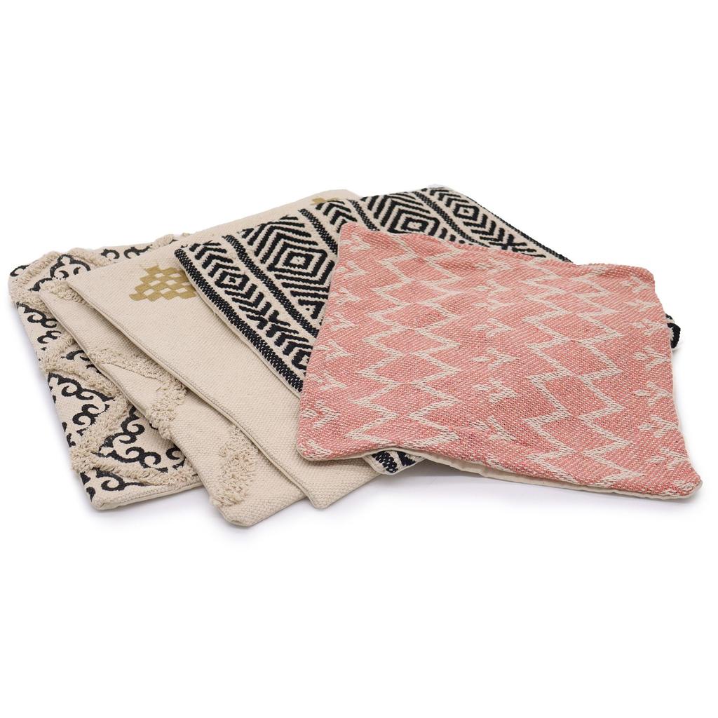 Cushion Cover Cotton Criss-Cross Black 40x40 cm