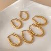 EManco Stainless Steel Plated 18K Gold Plated Twist Hoop Earrings  Women Simple Ear Ring Hypoallergenic Jewelry Dropshipping