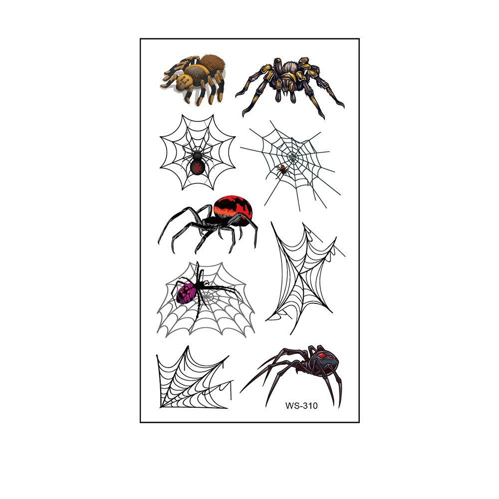 40Sheets Trendy Cosplay Props Spider Temporary Tattoos Waterproof DIY Halloween Stickers Lifelike Facial Makeup Face Patch Men