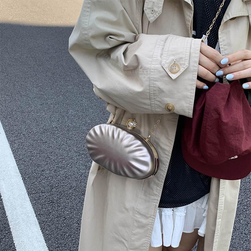 Acrylic Shell Clutch Bag With Chain Strap For Womens Daily Use