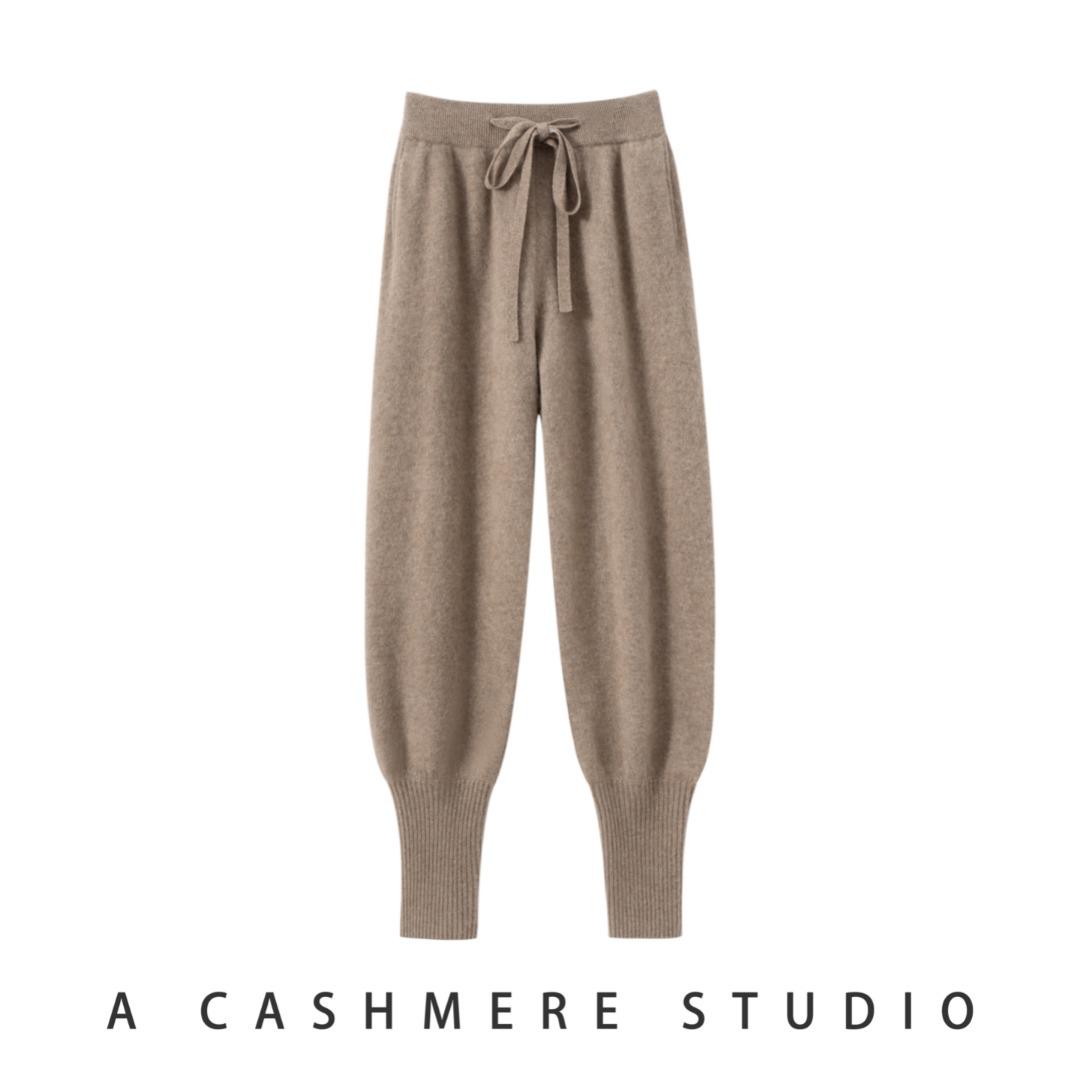 

CHICJOC Bestselling Influencer Style Pure Cashmere Tapered Cuffed Baggy Pants Women Elastic Waist One Size