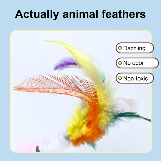 Interactive Tumbler Cat Toy with Feather Plush Balls Tumbler Cat Teaser Toy Self-Play Feather Teasing Wand for Indoor Cats Anxiety Boredom Relief