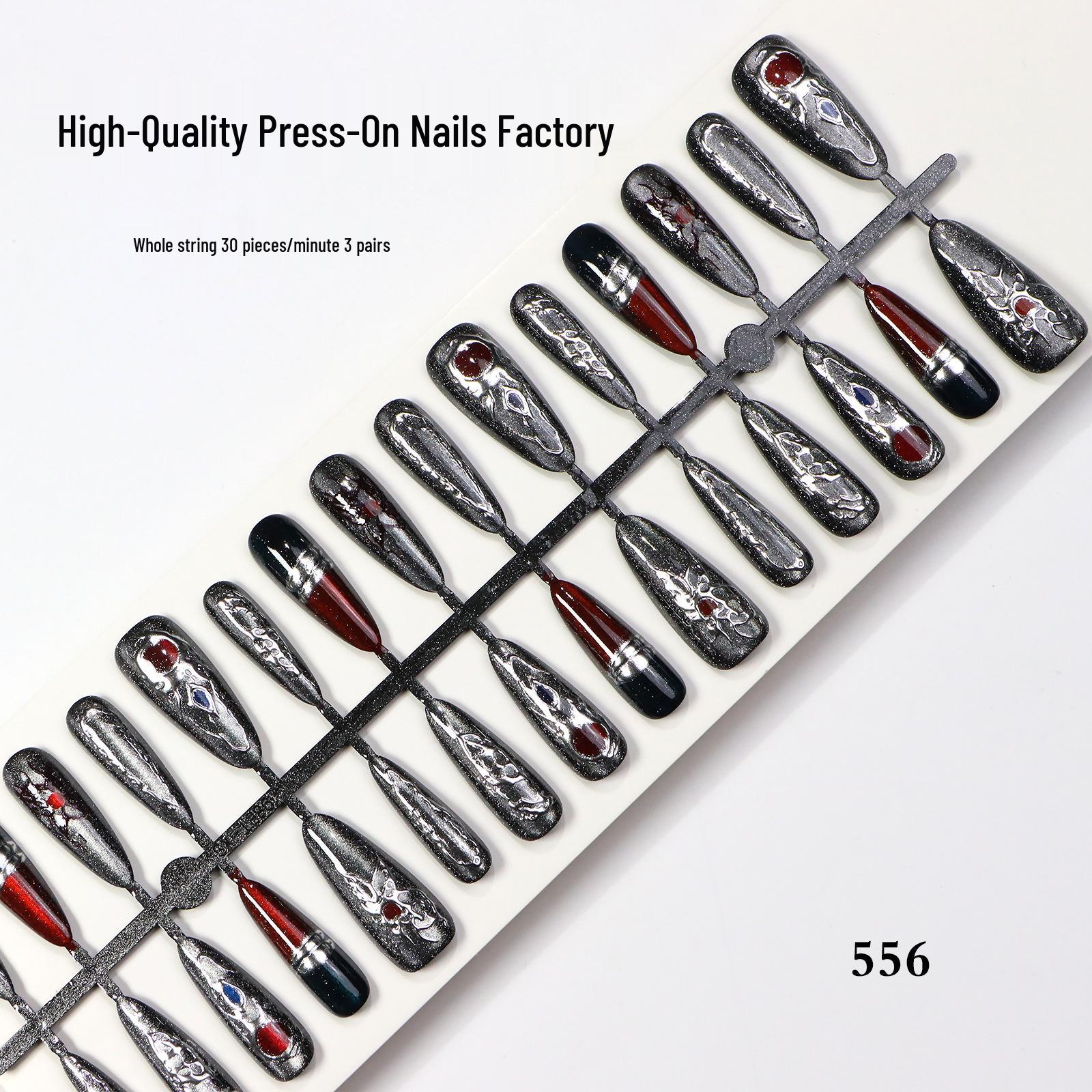 French Ice Transparent Cat Eye Press-on Nails with Butterfly Design