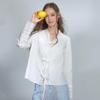 French Style Lace-Trimmed White Long-Sleeve Cotton Shirt