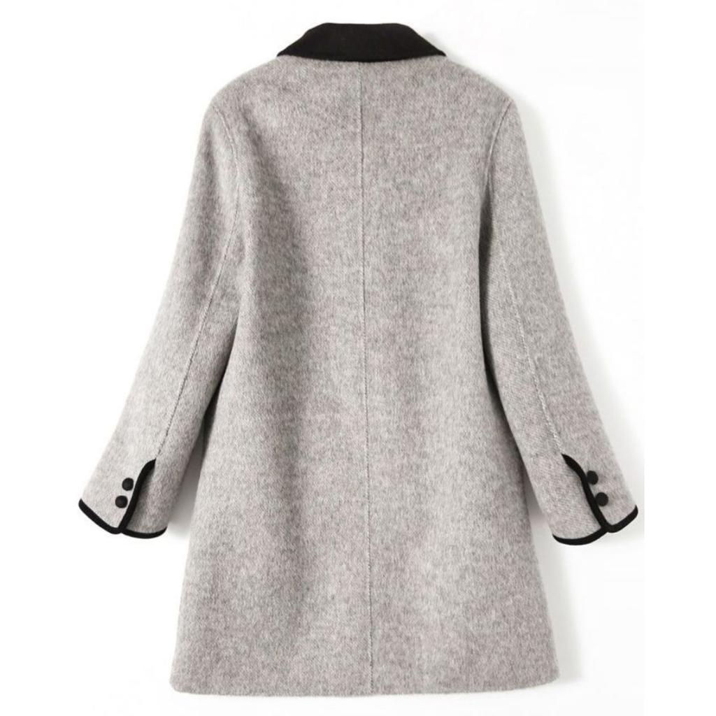 Herbst und Winter Neue Mode Koreanische Version Schlankmachend Lässig Vielseitig Temperament Kontrastfarbe Kleiner Revers Wollmantel für Damen